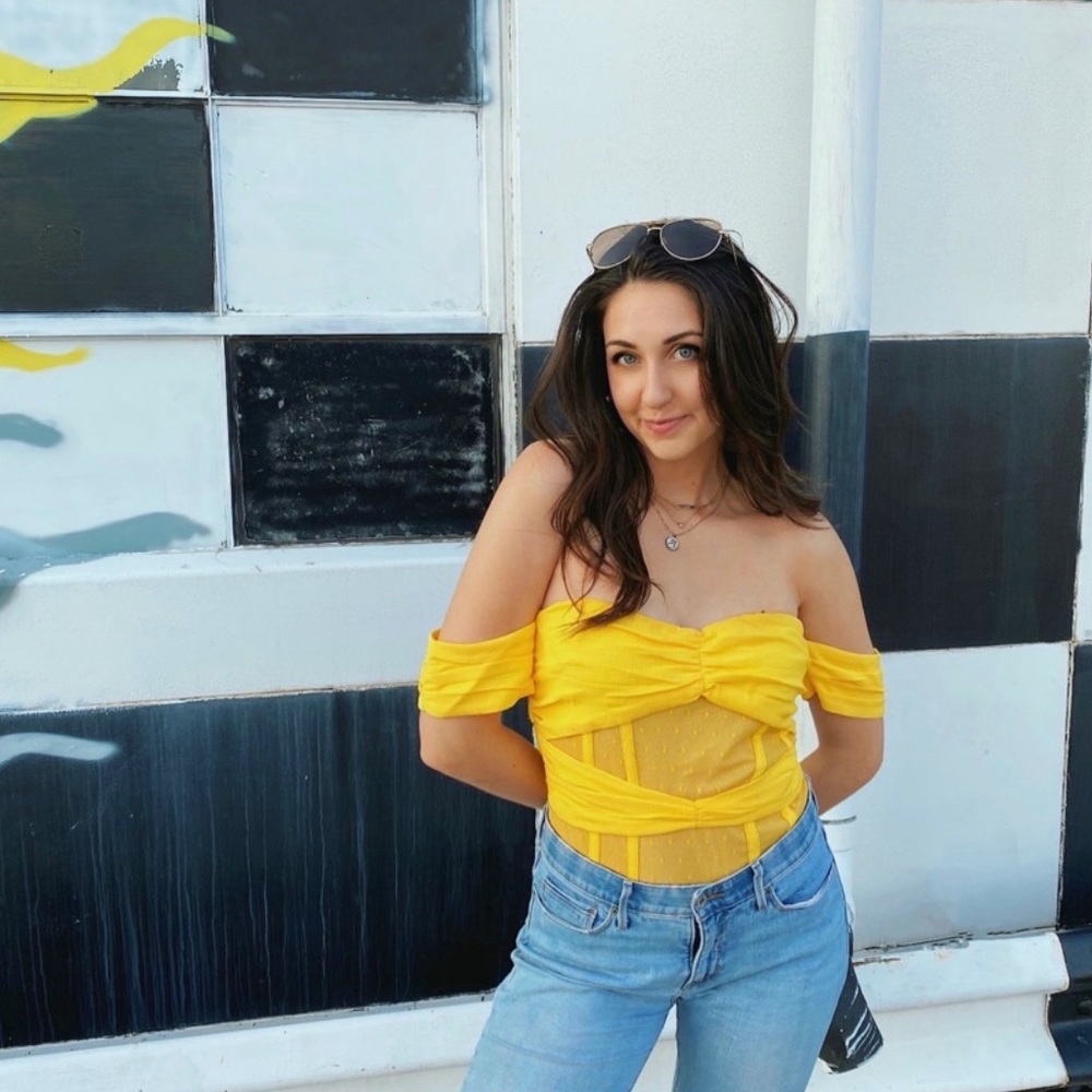 NBD Alamo top bodysuit yellow bustier corset